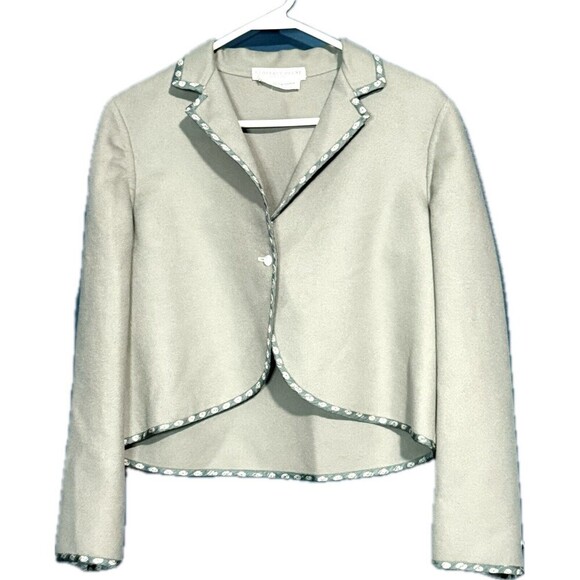 Geoffrey Beene 80's 90's Taupe Light Wool Jacket / Blazer Sz 8 DAYTONS OVAL ROOM - Picture 1 of 5